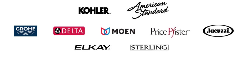 Kohler, American Standard, Grohe, Delta, Moen, Price Pfister, Jacuzzi, Elkay, Sterling logos