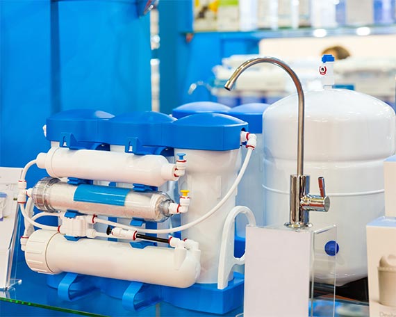 Water filter set beside a sink